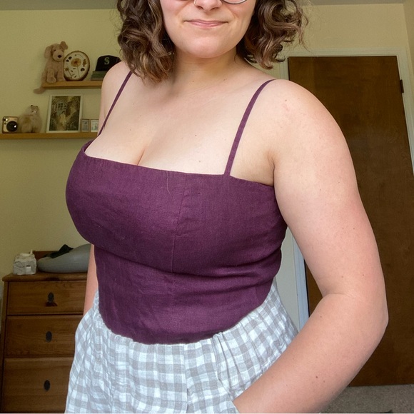 Reformation Overland plum linen top - Picture 2 of 12